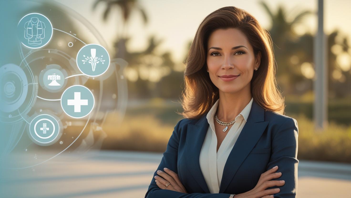 Ayesha Afzal in Boca Raton, Florida, representing balance in leadership and wellness with Adam DME.